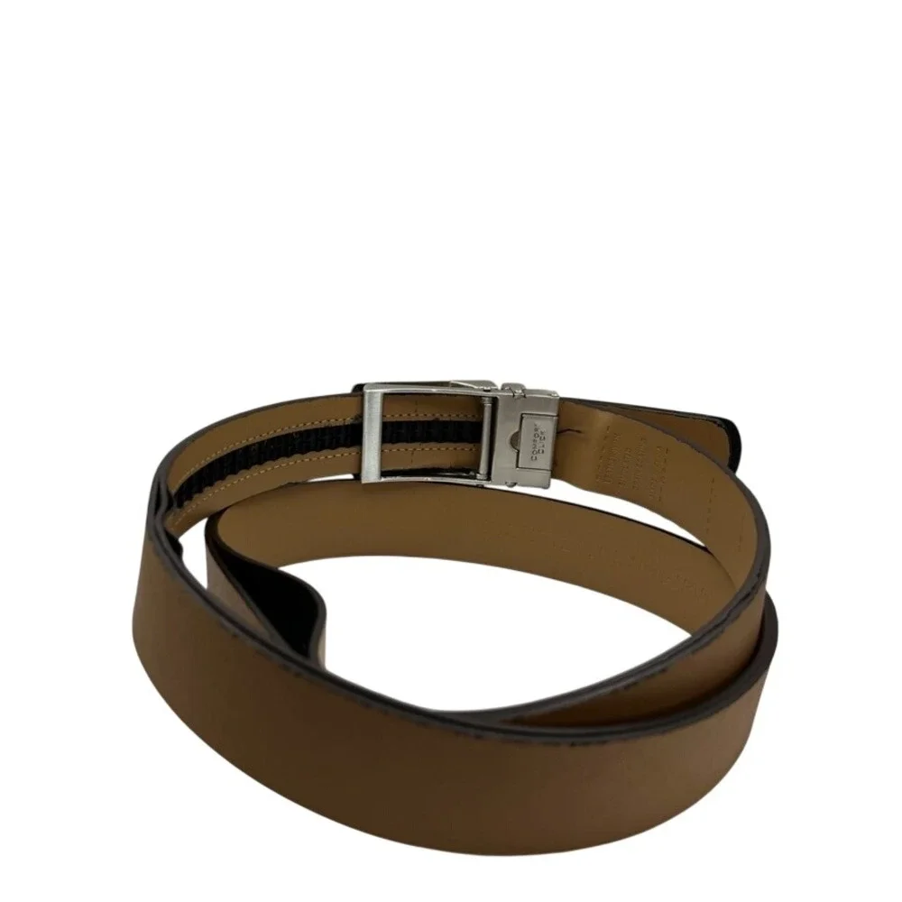 Comfort Click Mens Ratchet Belt Tan Brown Leather Adjustable Silver Buckle 46.5